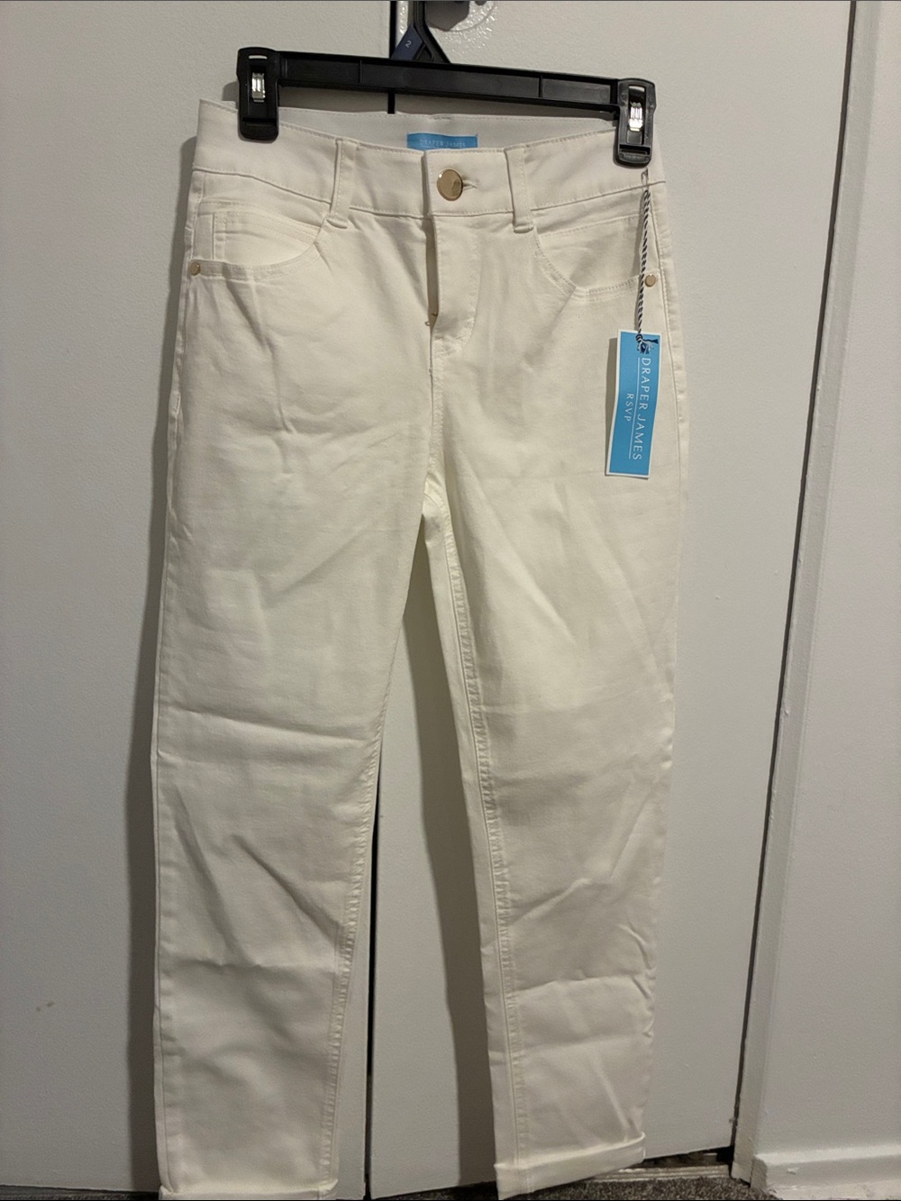 Draper James Cream Straight-Leg Jeans